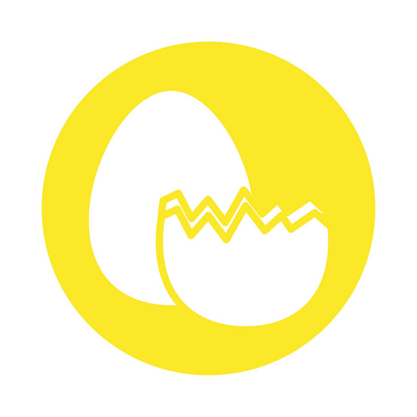 egg shell broken block style icon - Vector, Image