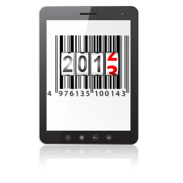 Tablet PC computer with 2013 New Year counter, barcode - Vector, Image