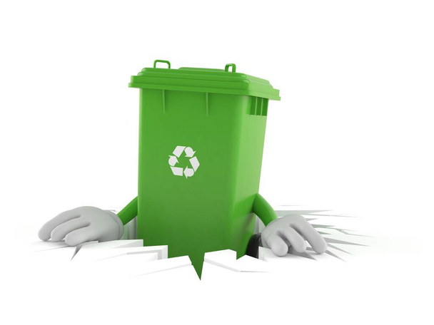 Caráter de lixo dentro do buraco
 - Foto, Imagem