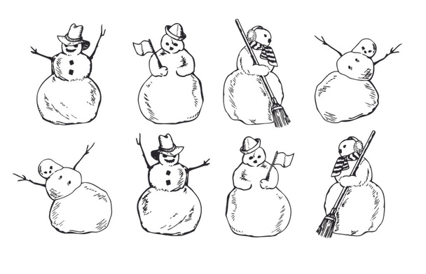 Muñeco de nieve de dibujos animados
 - Vector, imagen