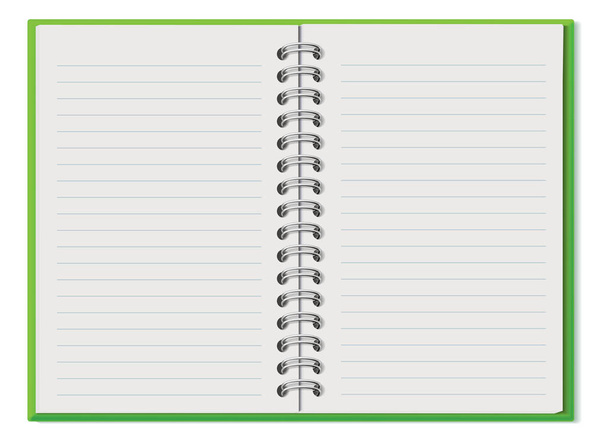 Notizbuch, geöffnetes Copybook mit leeren Blättern realistische Vektorillustration - Vektor, Bild