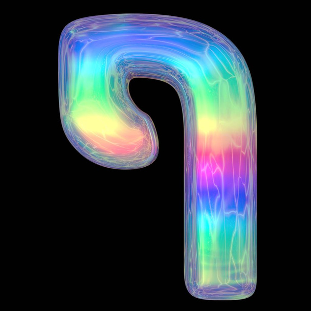 3d рендеринг красочные глянцевые жидкости 3d объемные буквы на черном. Пузырь формирует неоновые цвета яркие блестящие буквы градиент радуги иврит буквы 3d иллюстрации
 - Фото, изображение