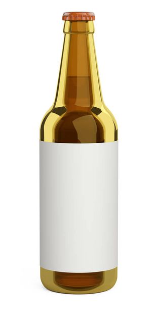 Brown glass beer bottle with a label. Design mockup template.  - Fotó, kép