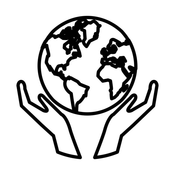 handen met de wereld planeet aarde - Vector, afbeelding