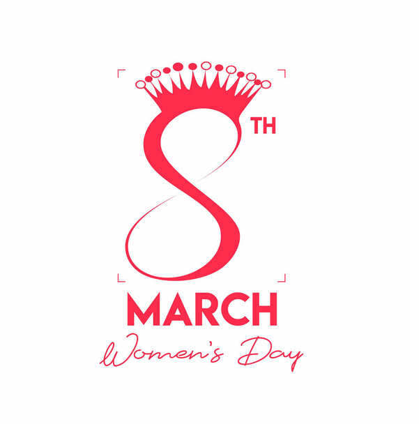 8 march Happy Women's Day Typography Text. Vector Illustration - Vector, Image