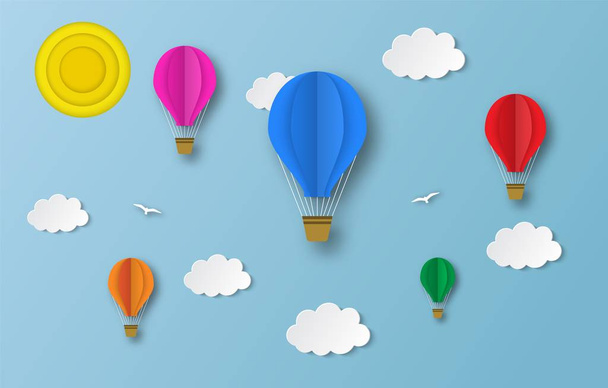 colorful hot air balloons flying - Vector, Image