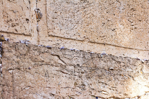 Jerusalem. Wall of Tears. The Western Wall. Notes with requests to God in the Western Western Wall. - 写真・画像
