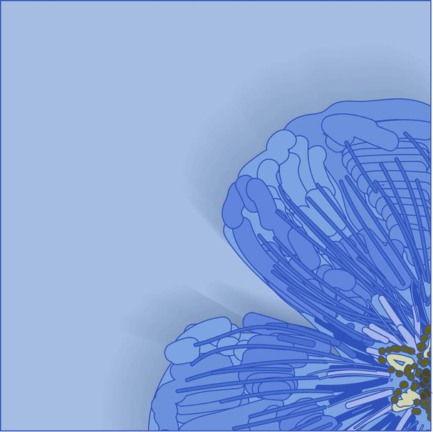 Fondo de primavera. Flor sobre fondo azul. Plantilla para tarjeta de felicitación o promoción
.. - Foto, Imagen