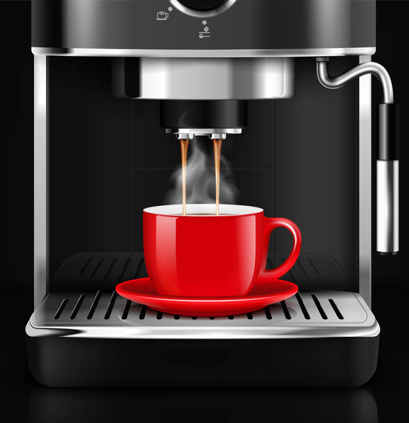 Realistische Komposition der Kaffeemaschine - Vektor, Bild