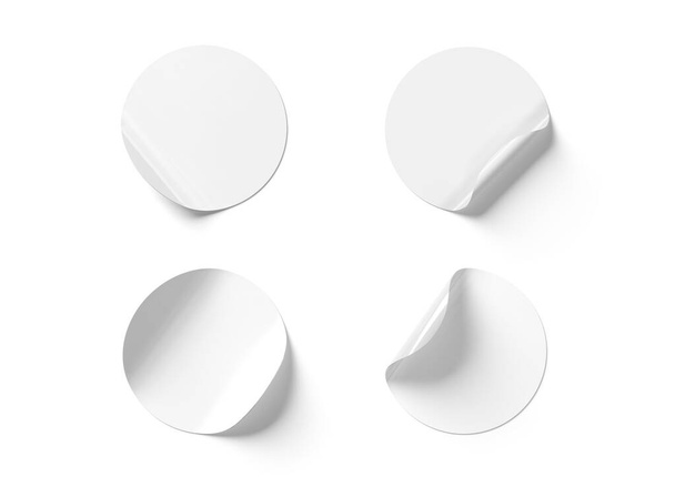 Blank curled sticker mockup isolated on white 3D rendering - Valokuva, kuva