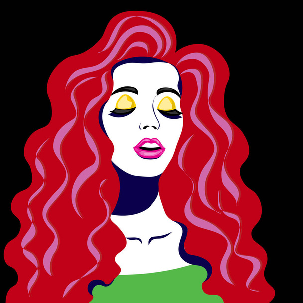 Bright fashion girl in the style of pop art. Vector graphics. - Vector, Image
