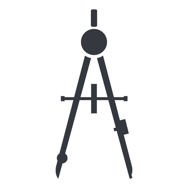 Vektorové ikony na jediné černá silueta - Kreslení Compass - Vektor, obrázek