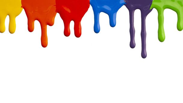 Publicidad de colores de pintura, pintura acrílica colorida goteando
 - Foto, Imagen