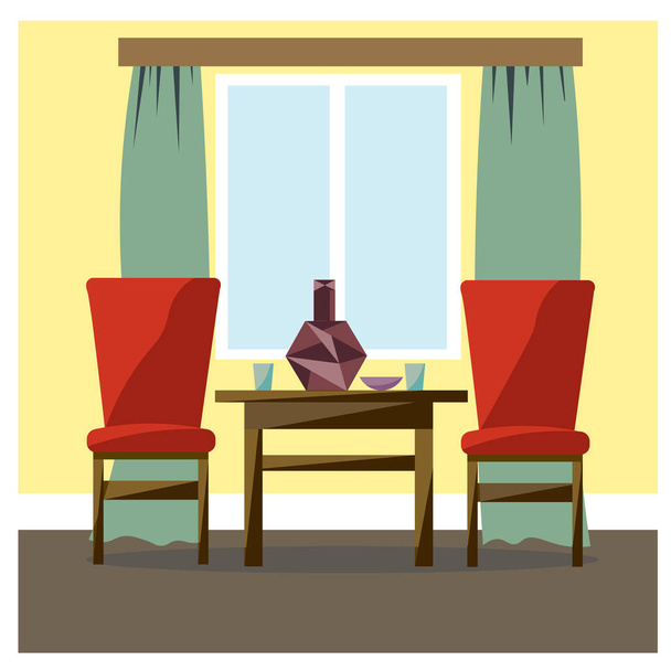 The interior of the room is furnished. Vector drawing. - Vektor, Bild