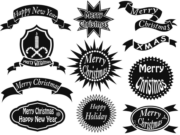 Black christmas labels - Vector, Imagen