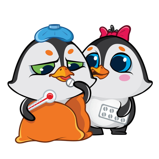 Funny Pinguins emotions charakter design - Vektor, obrázek