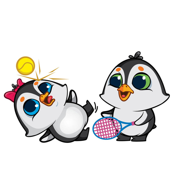 Смешные пингвины эмоций дизайн персонажа
 - Вектор,изображение