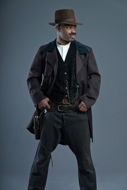 retro afro amerikai cowboy nyugati ember bajusz. visel bro - Fotó, kép