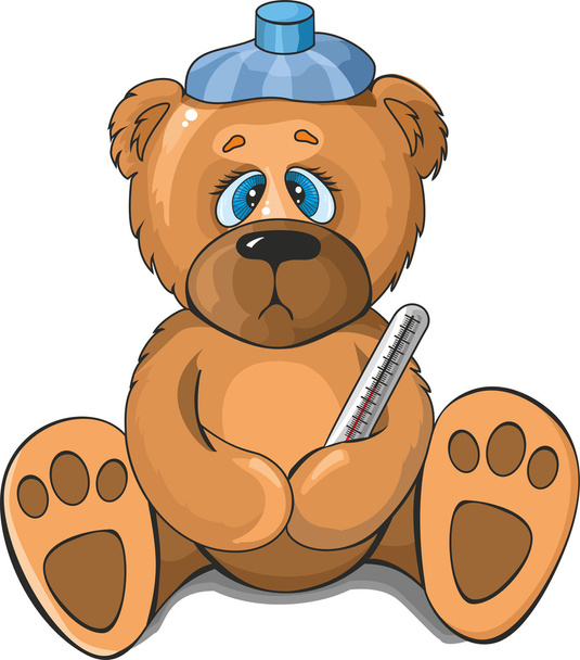 άρρωστος αρκουδάκι - Διάνυσμα, εικόνα
