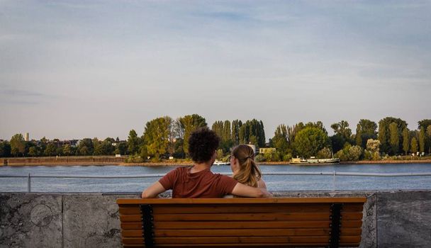 MAINZ, GERMANY - Jun 01, 2020: Love couple in summer sunset out in german nature. - 写真・画像