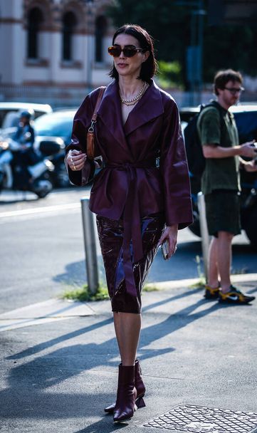 MILAN, Italy- September 20 2019: Brittany Xavier on the street during the Milan Fashion Week. - Photo, Image