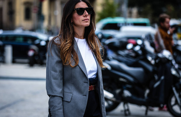 MILAN, Italy- September 20 2019: Alessandra Airo' on the street during the Milan Fashion Week. - Photo, Image