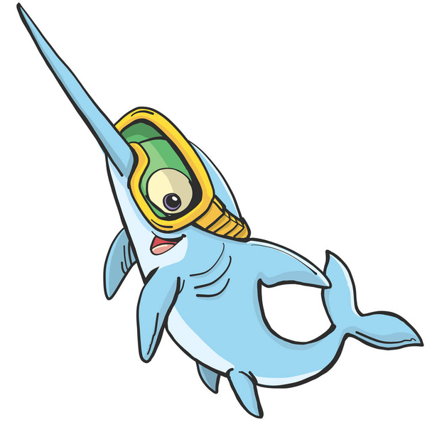 Mavi balık kılıçbalığı dalgıcı - Vektör, Görsel
