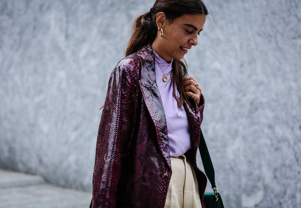 MILAN, Italy- September 20 2019: Georgia Tal on the street during the Milan Fashion Week. - Foto, imagen