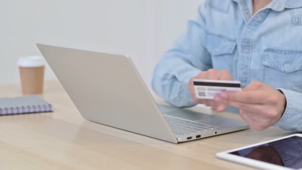 Close up of Online Payment on Laptop by Man  - Felvétel, videó