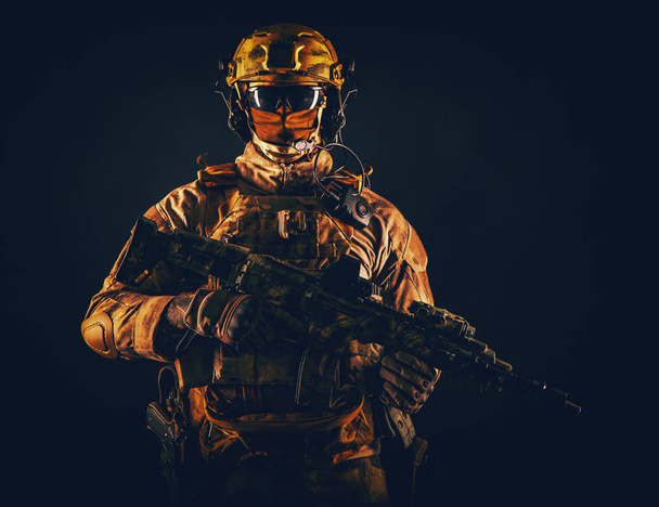 Special operations forces soldier low key portrait - Photo, Image