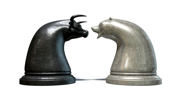 bika és tart piac irányzat sakkfigurák - Fotó, kép