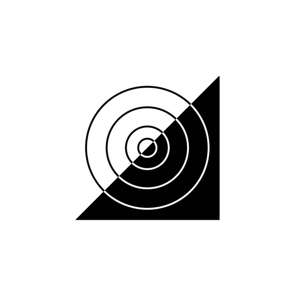 Icône vectorielle de contour de cercles noirs et blancs avec demi-cercle a noir et demi a trait blanc. Élément abstrait de conception de pictogramme inverse
. - Vecteur, image