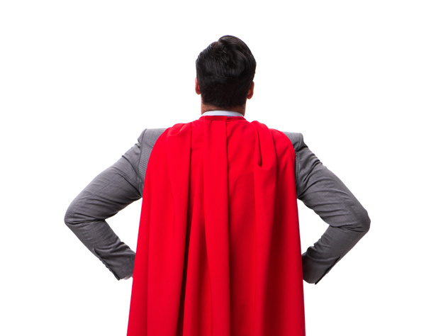 Супергероя бизнесмена изолировали на белом - Фото, изображение