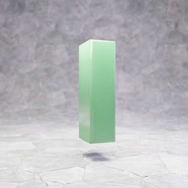 Carta de Jade I mayúscula sobre fondo rocoso. 3D renderizado jade gemstone fuente. Mejor para la publicidad de joyería, aniversario, celebración
. - Foto, Imagen