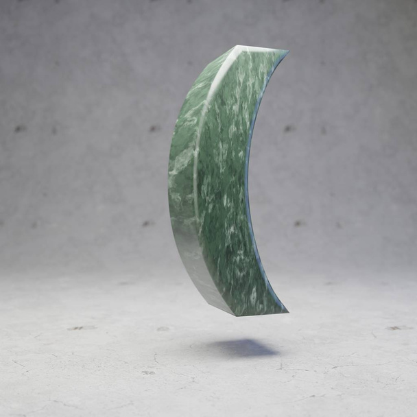 Zelený mramorový symbol kulatých závorek na betonovém pozadí. 3D vykreslený lesklý kámen písmo znak. - Fotografie, Obrázek