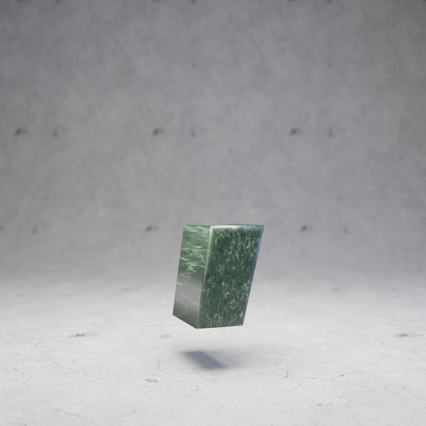 Símbolo de coma de mármol verde sobre fondo de hormigón. 3d renderizado piedra brillante carácter de fuente
. - Foto, Imagen