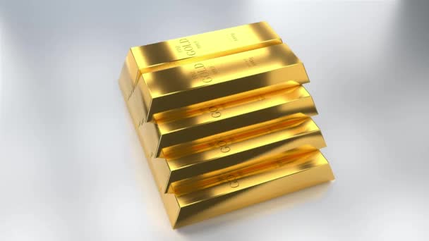 Zlaté ingoty - koncept pokladu / bohatství - 4k 3D animace - Záběry, video