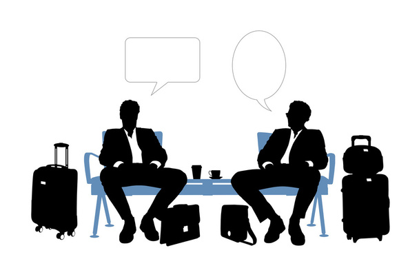 δύο επιχειρηματίες, μιλώντας στο σαλόνι αερολιμένων - Φωτογραφία, εικόνα