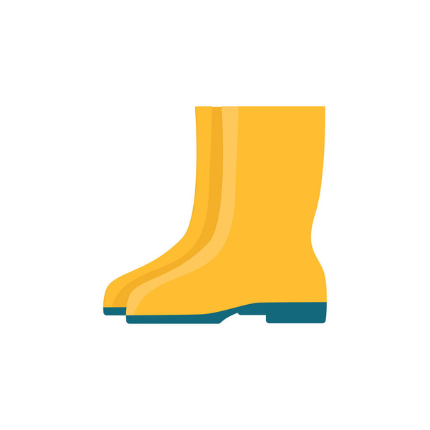 Yellow rubber boots.Garden shoes.Waterproof Shoes for rainy weather, fishing, gardening.Autumn-spring.Flat cartoon isolated illustration on a white background - Διάνυσμα, εικόνα