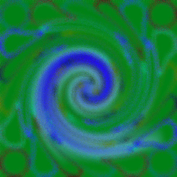 Verde azul psicodélico espiral fractal padrão fundo - Foto, Imagem