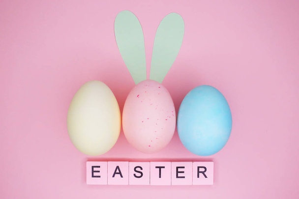 Happy Easter. Colorful Easter eggs background. - Фото, изображение