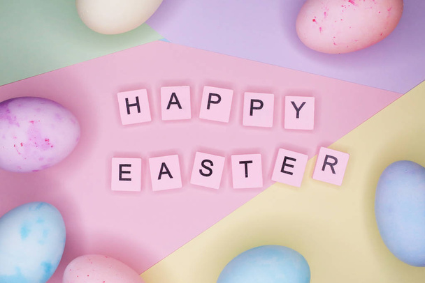 Happy Easter. Colorful Easter eggs background. - Photo, Image