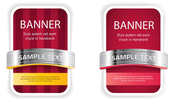 Red vector fabric textured banners - Vector, Image