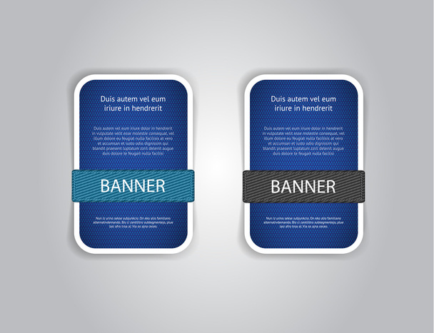 blaue Vektor-texturierte Banner mit Stoffknöpfen - Vektor, Bild