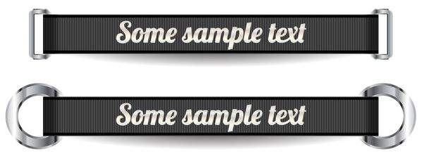 Two black vector ribbons with metal buckles and rings - Vecteur, image