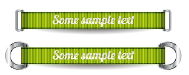 Two green vector ribbons with metal buckles and rings - Vecteur, image
