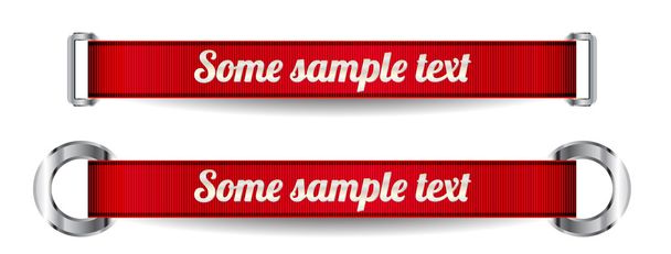 Two red vector ribbons with metal buckles and rings - Vector, Image