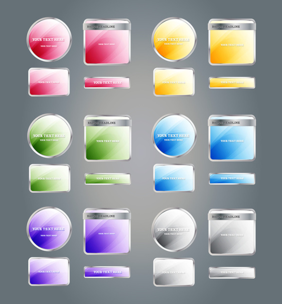 Set of glossy colorful assorted vector badges and buttons - Wektor, obraz