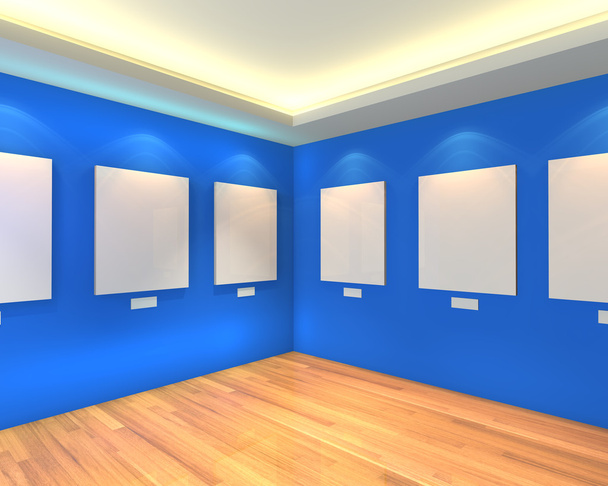 empty room blue gallery - Photo, Image
