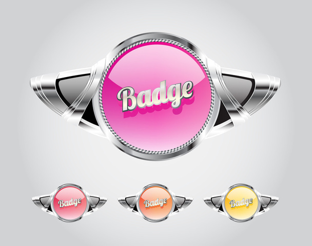 Retro automotive styled metallic glassy badges collection - Vettoriali, immagini